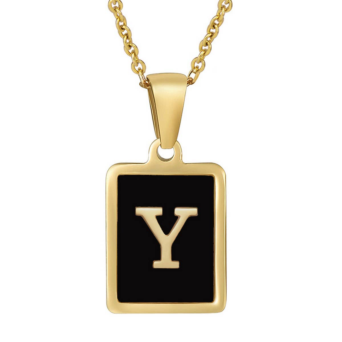 18K STAINLESS STEEL SQUARE 26 LETTER NECKLACE_CWAJE0679