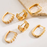 Zircon U-Shaped Hoop Earrings Gold-Plate Elegance_Cwmm8510