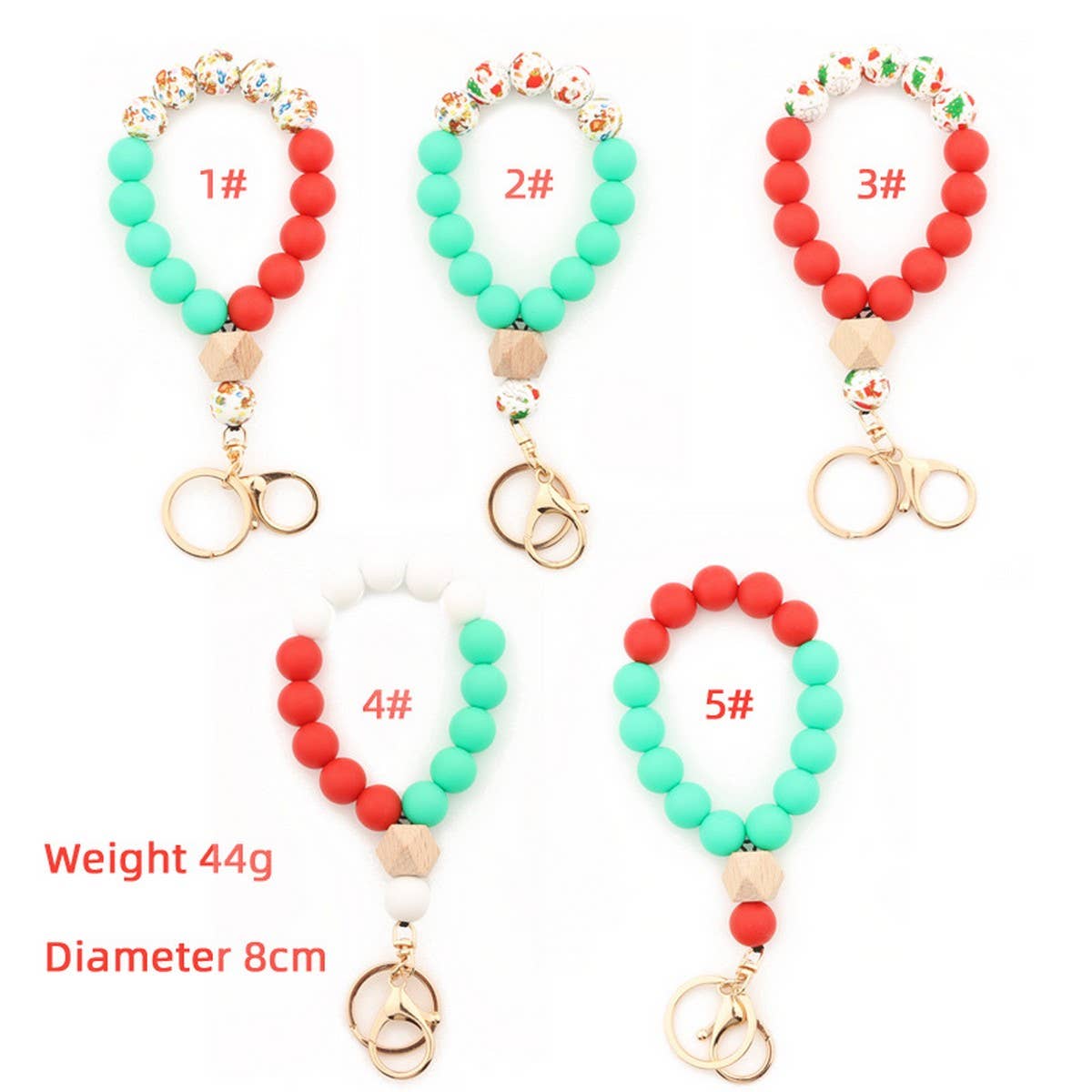 HOLIDAY SILICONE BEAD KEYCHAIN BRACELET GIFT_CWMM7011