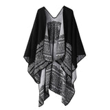 DOUBLE SIDED PLAID FAUX CASHMERE SHAWL CAPE_CWASC2138