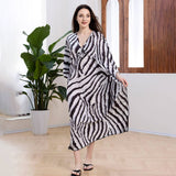 Zebra Knit Front Beachver-Up Maxi Dress_Cwmm6206