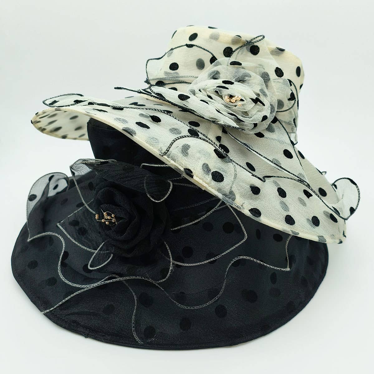 Women Mesh Wavy Edge Beach Sun Hat_Cwah1209