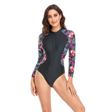 MULTICOLOR PRINTED ONE PIECE ZIP UP SWIMSUIT_CWMW0296