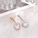 COPPER SUNFLOWER GEAR CZ BELLY RING FOR WOMEN_CWMM9330