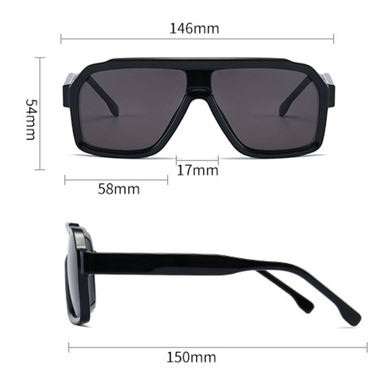 POLYGONAL UNISEX CORE TEMPLE FASHION SUNGLASSES_CWASG1199
