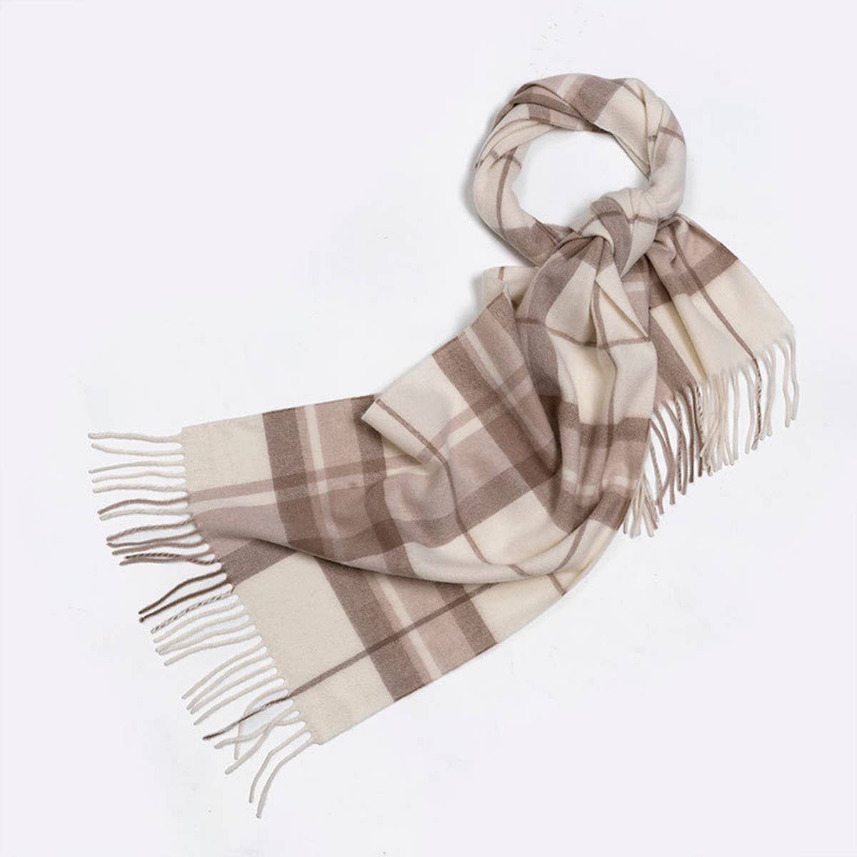 100% WOOL PLAID SCARF SOFT REVERSIBLE WRAP_CWASC2348