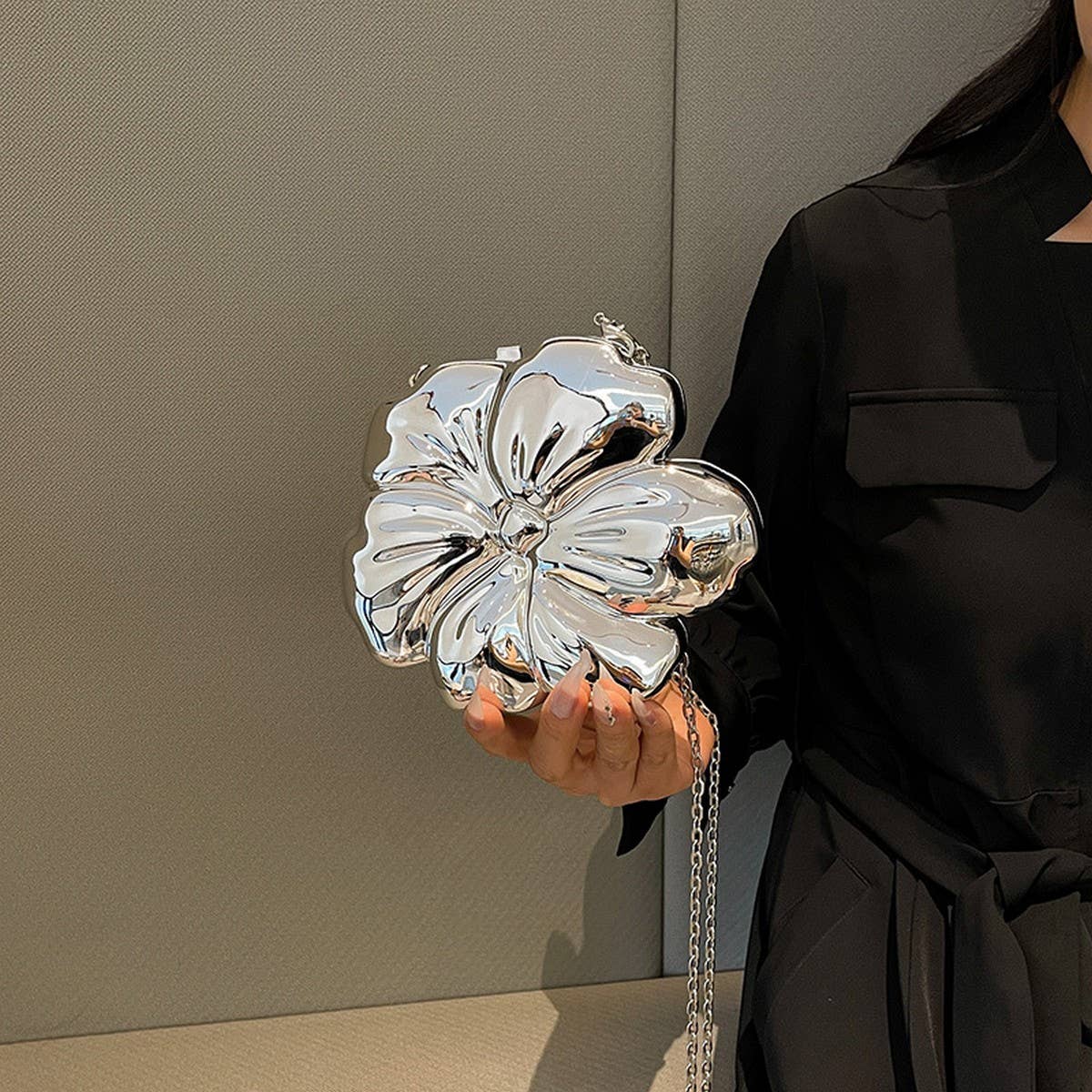 FLOWER GOLD PRESSED BAG BANQUET BAG CLUTCH_CWAB3259