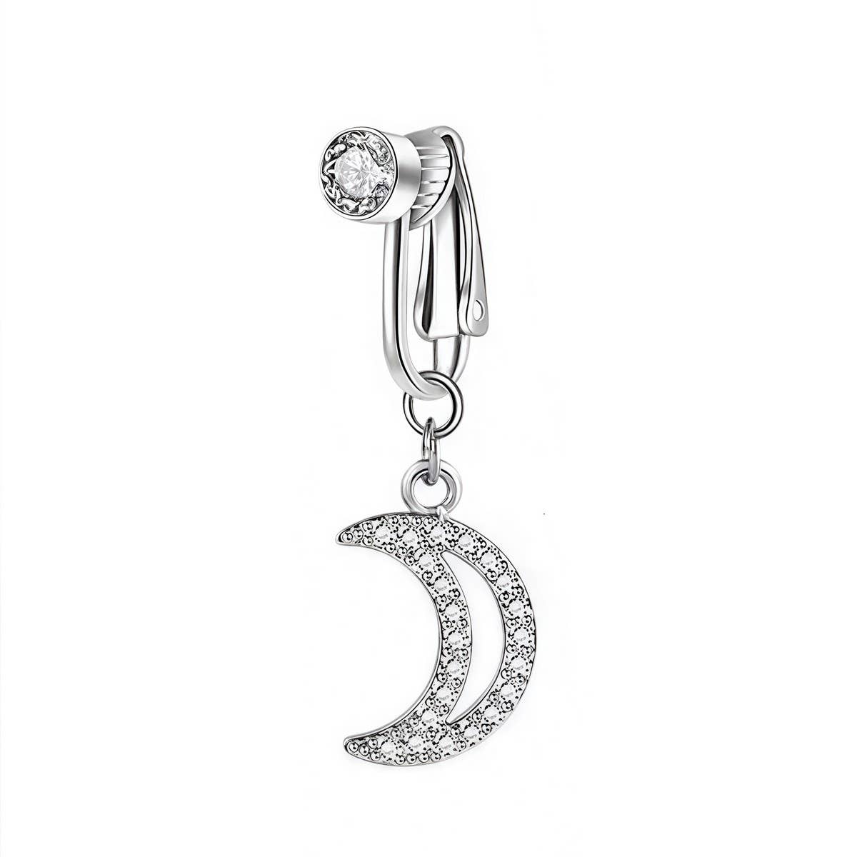 NO PIERCING NAVEL CLIP RING WITH MOON HEART CHARM＿cWMM9227