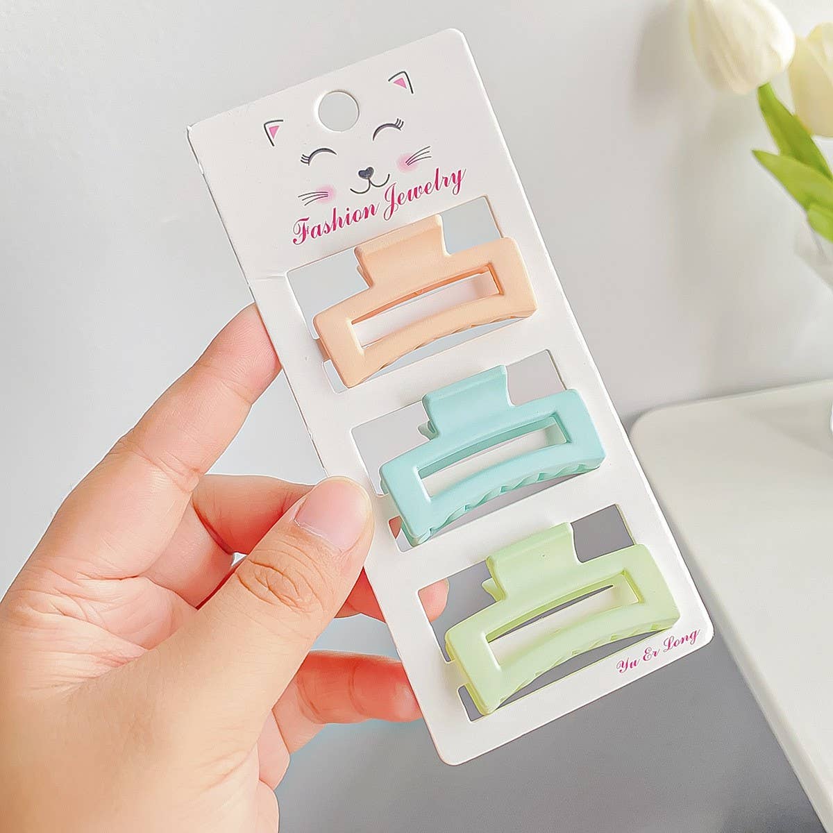 FROSTED SOLID COLOR GRAPHIC MINI HAIR CLIP_CWAHA0724