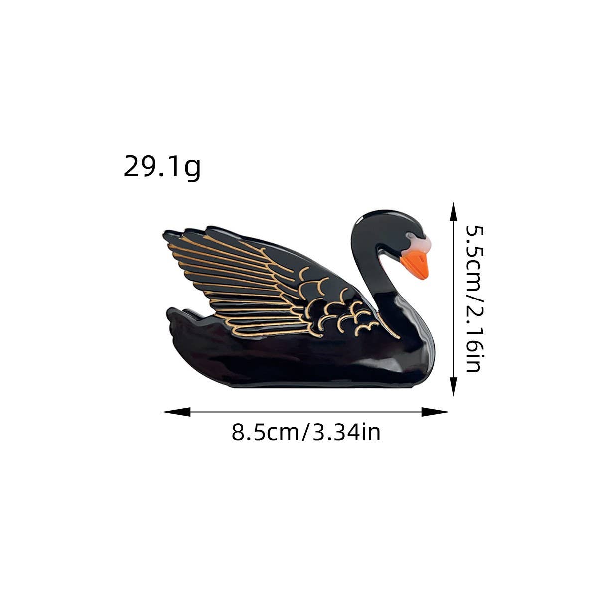 ELEGANT BLACK AND WHITE SWAN HAIRPIN_CWAHA1499