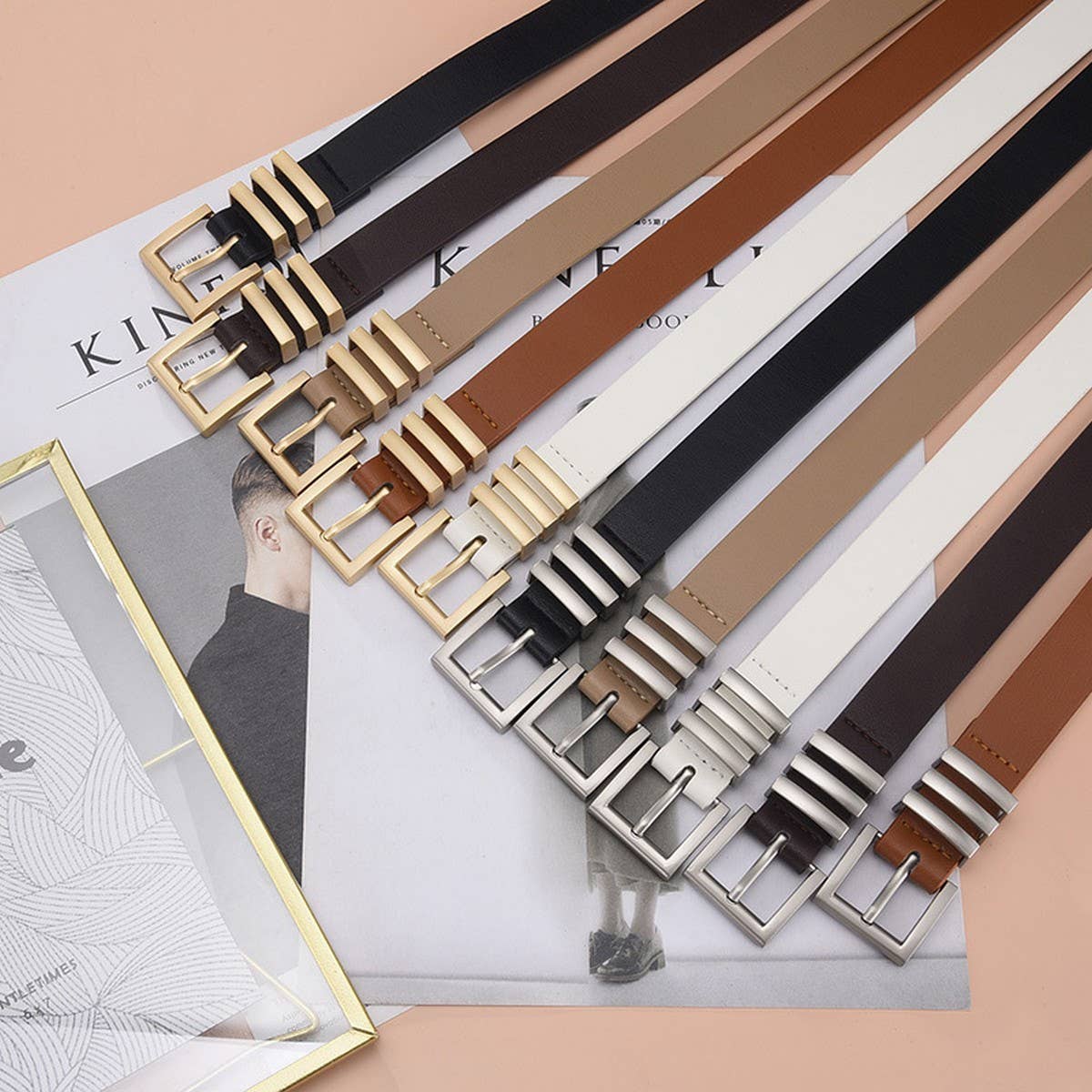 MATTE KOREAN STYLE METAL SQUARE BUCKLE BELT_CWASC0580