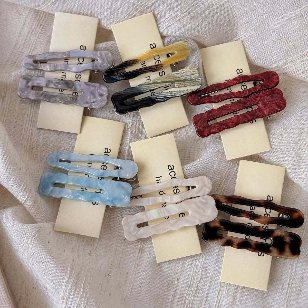 Wavy Edge Acetate Hair Clip Set Of Two_Cwaha07951