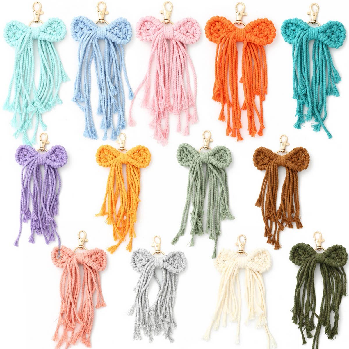 BOW TASSEL KEYCHAIN HANDCRAFTED WRIST STRAP_CWAB5073