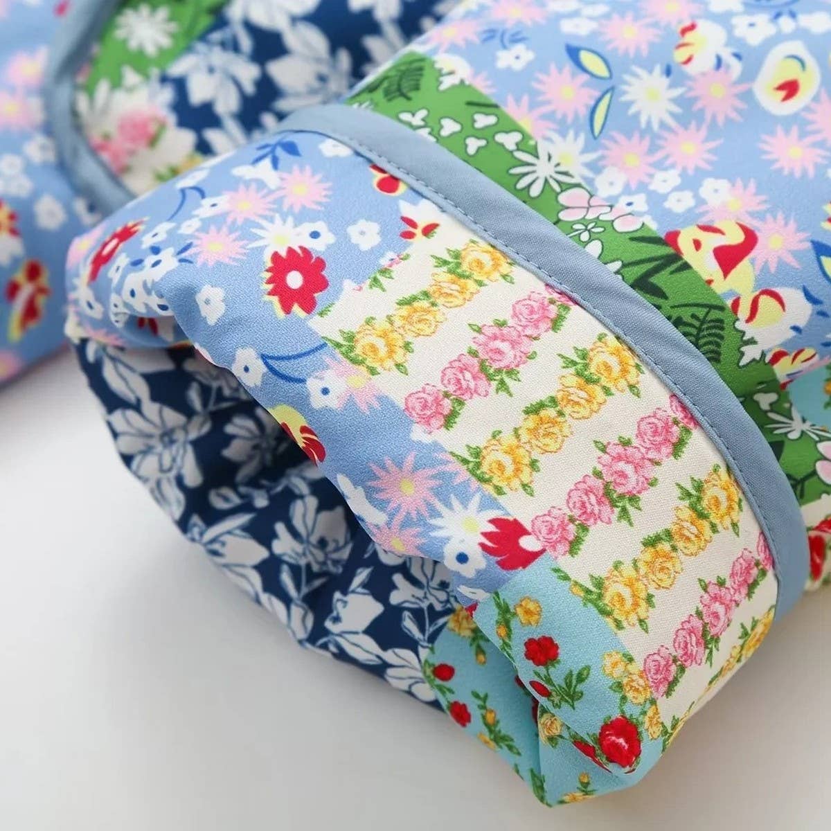 COLORBLOCK PRINT LAPEL QUILTED JACKET_CWASC2278