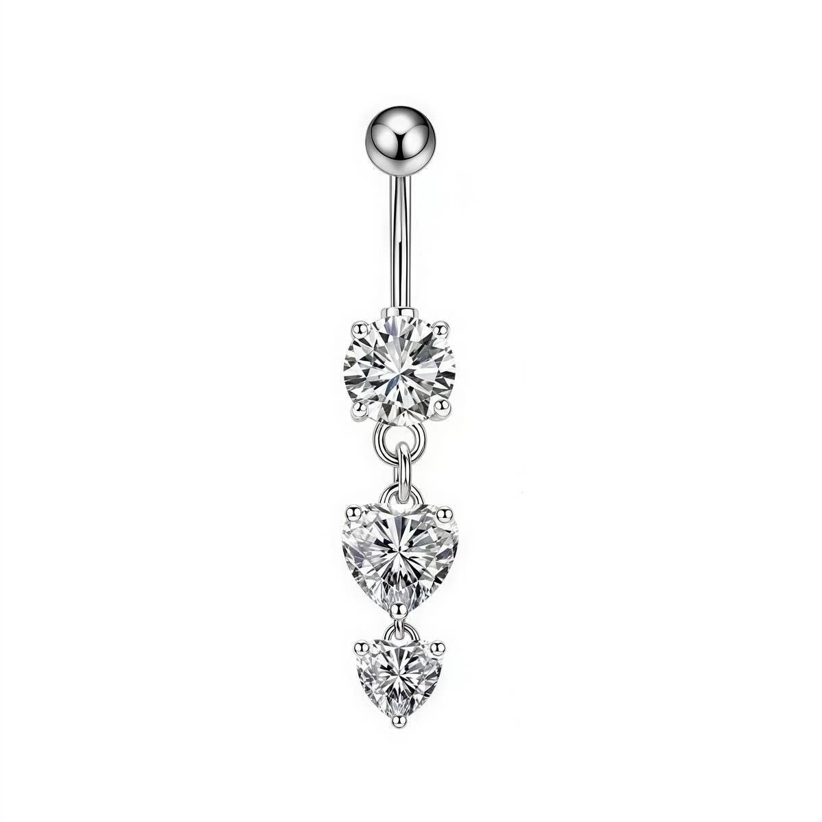 HEART BUTTERFLY CZ BELLY RING BODY JEWELRY_CWMM9180