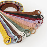 ROUND BUCKLE WOVEN BELT_CWABE0112