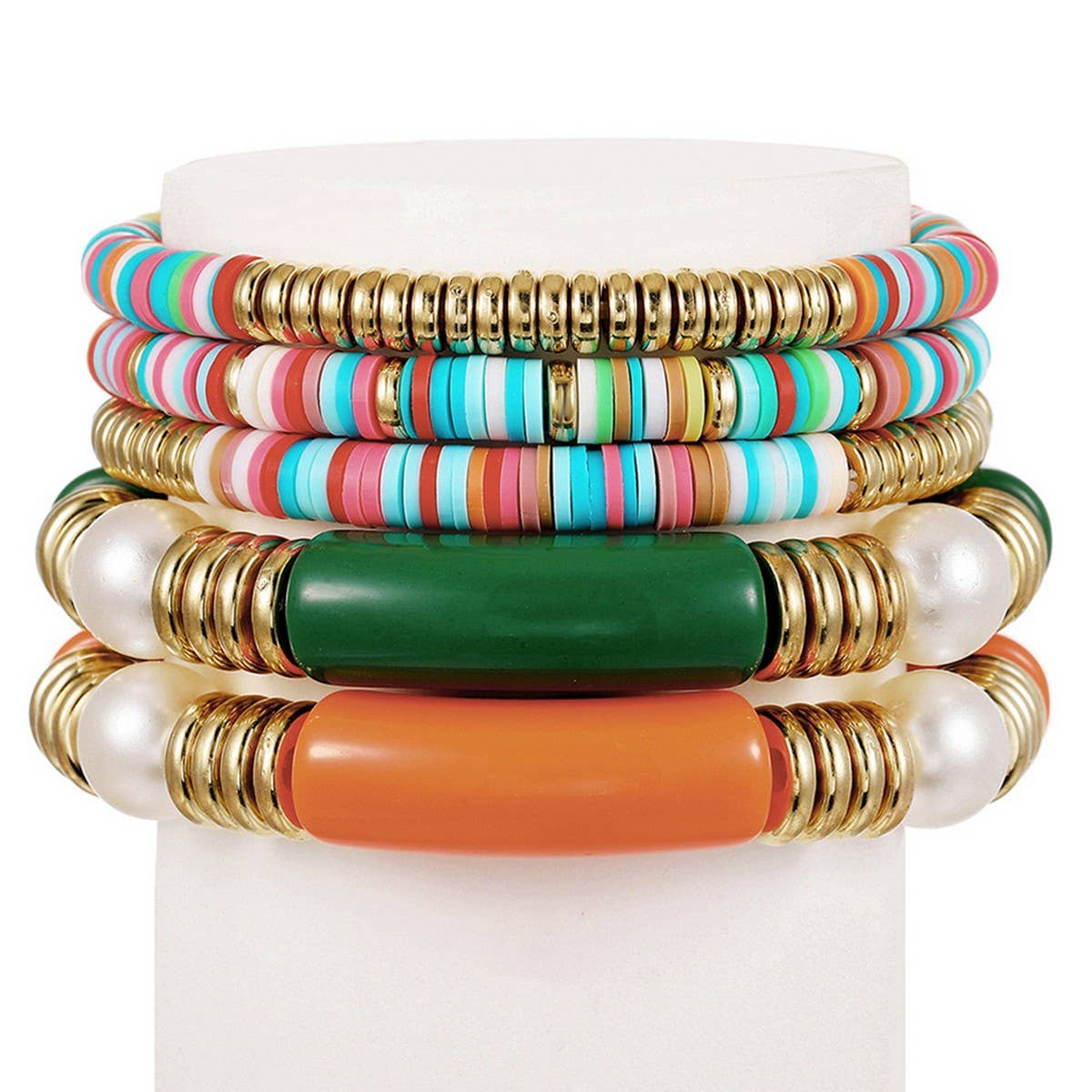 ETHNIC STYLE COLORFUL SOFT CLAY ACRYLIC BRACELETSET_CWMM3530