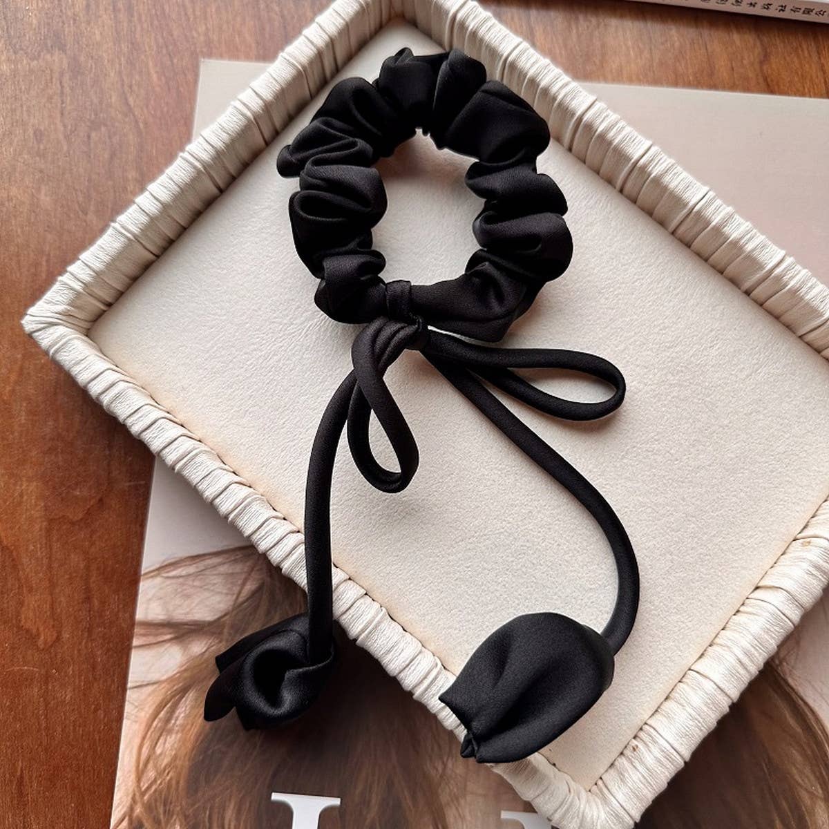 SIMPLE FLOWER BUD BOW HAIR ROPE_CWAHA1100