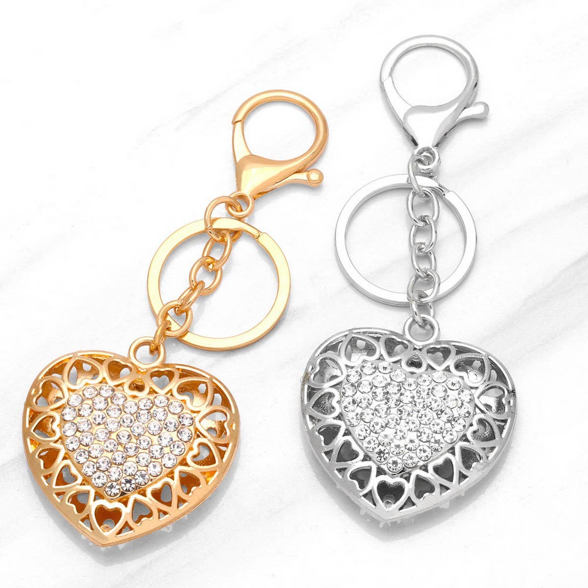 HEART SHAPED DIAMOND KEYCHAIN SPARKLES WITH LIGHT_CWAJE0950