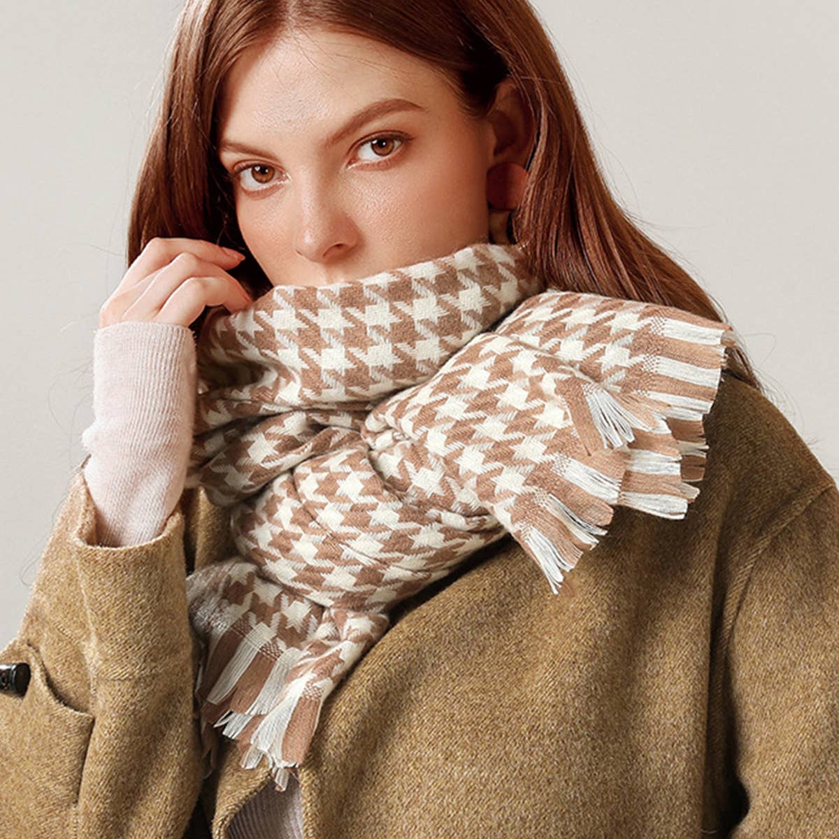 Women Fashion Sweet Thousand Birds Plaid Scarf