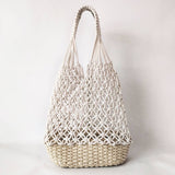 RETRO HOLLOW COTTON ROPE WOVEN BUCKET BAG_CWAB1969