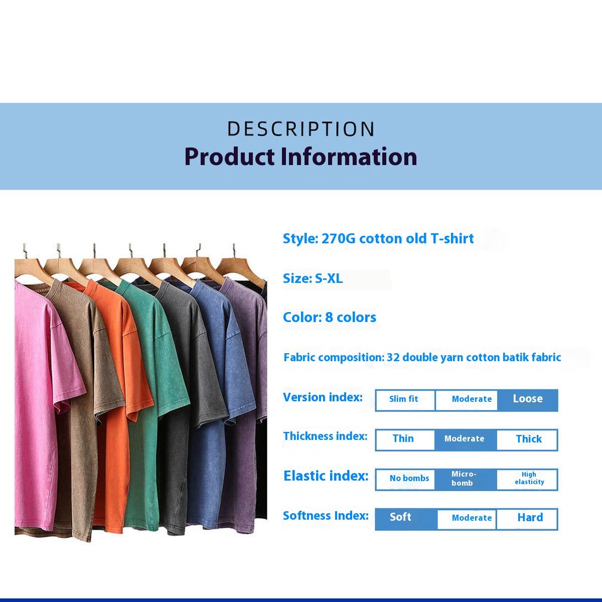 270G HEAVYWEIGHT WAX DYED VINTAGE COTTON T SHIRT CUSTOM LOGO