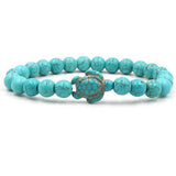 Cwaje3879_Beach Turquoise Turtle Beaded Simple Bracelet