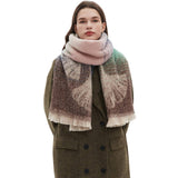 GINKGO JACQUARD SCARF LOOP YARN FRINGE WINTER_CWASC0864