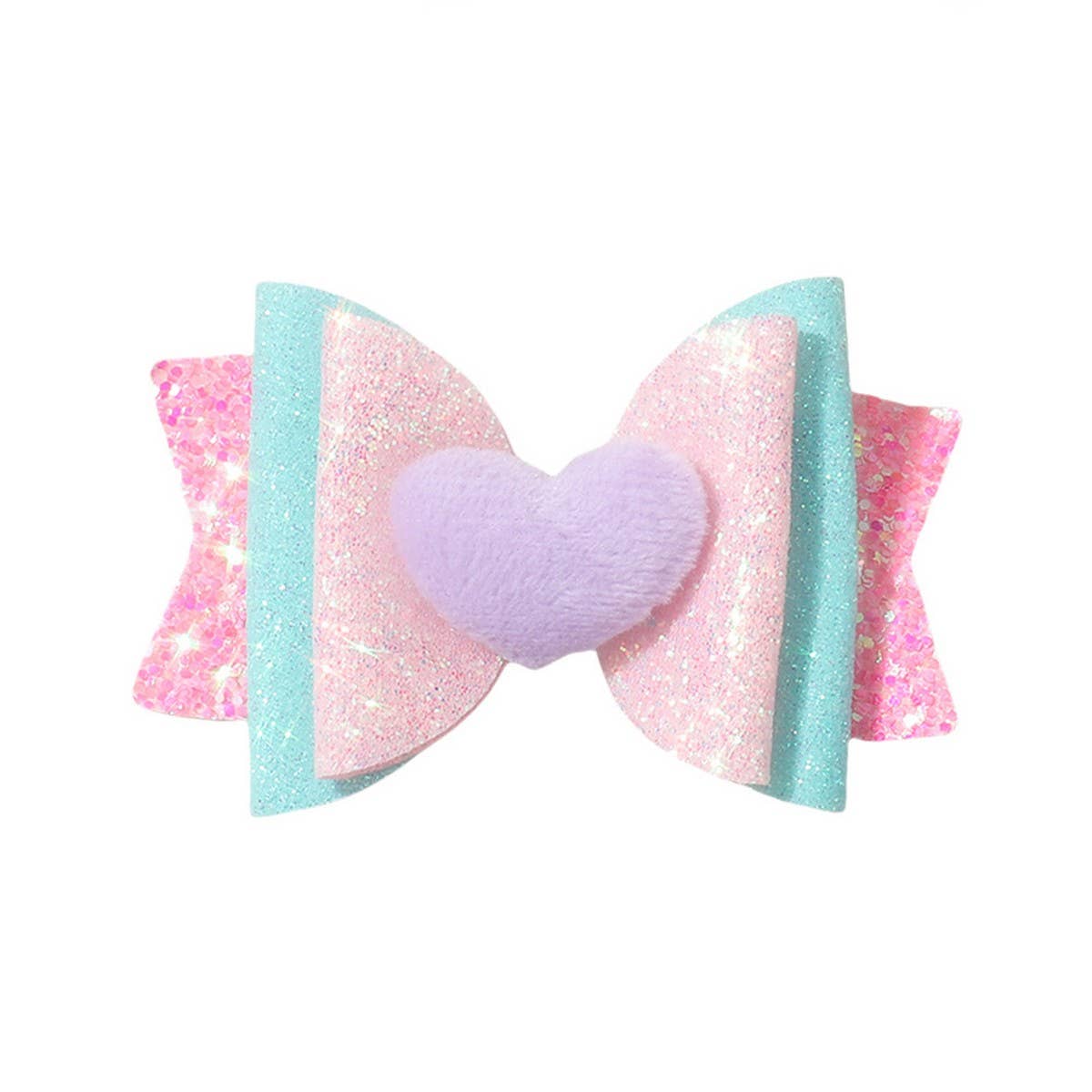 GLITTER HEART BOW HAIR CLIP FOR GIRLS_CWAHA6691