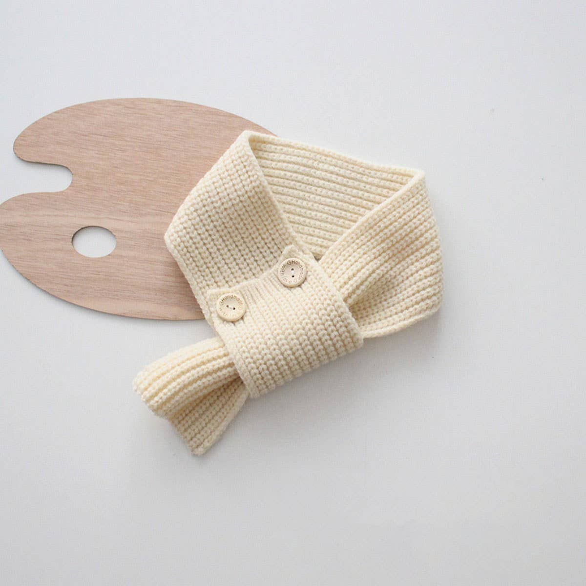 CUTE BUTTON KNIT SCARF COZY NECK WARMER FOR KIDS_CWASC2090