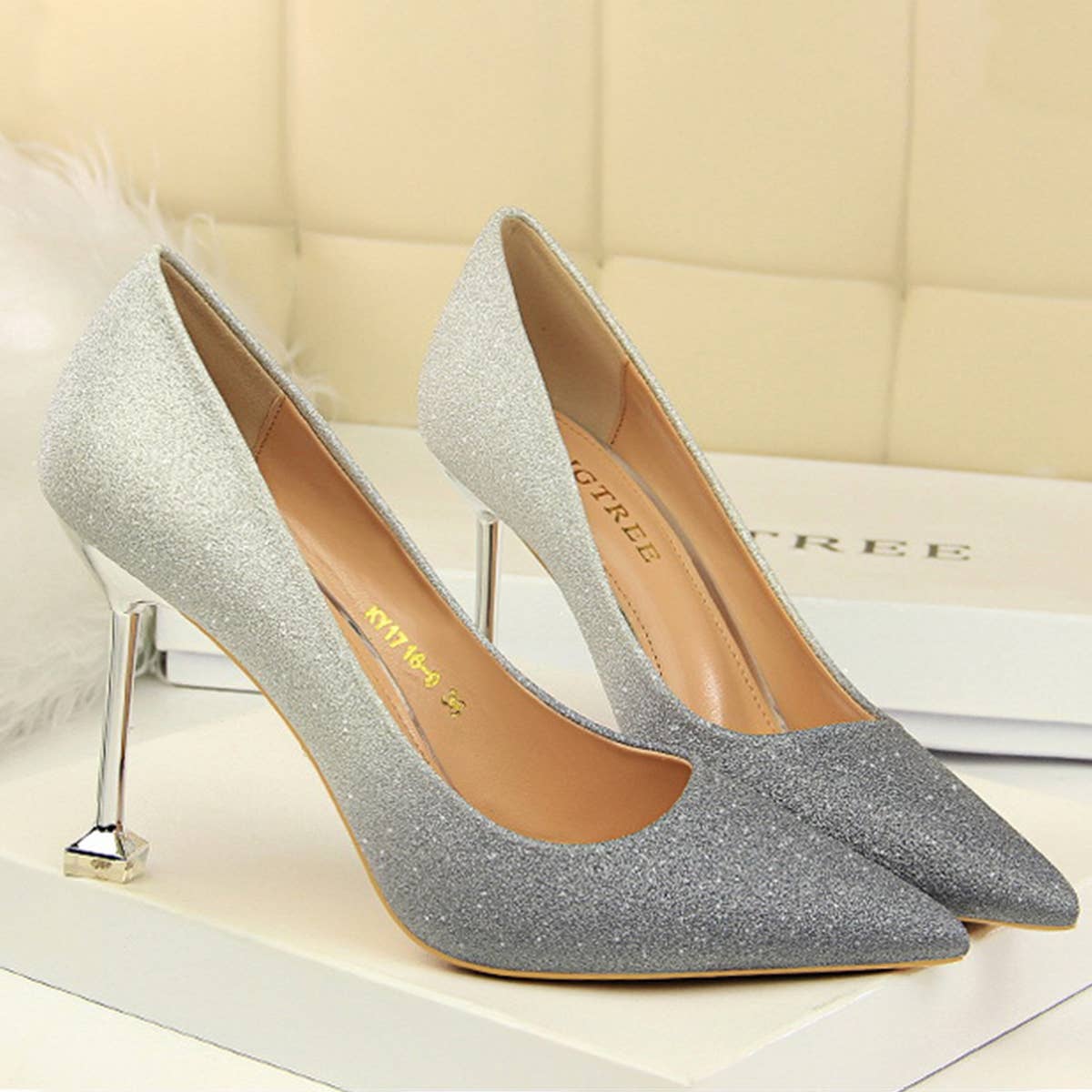 MATCHING SHALLOW MOUTH POINTED TOE HIGH HEELS_CWSHH0086