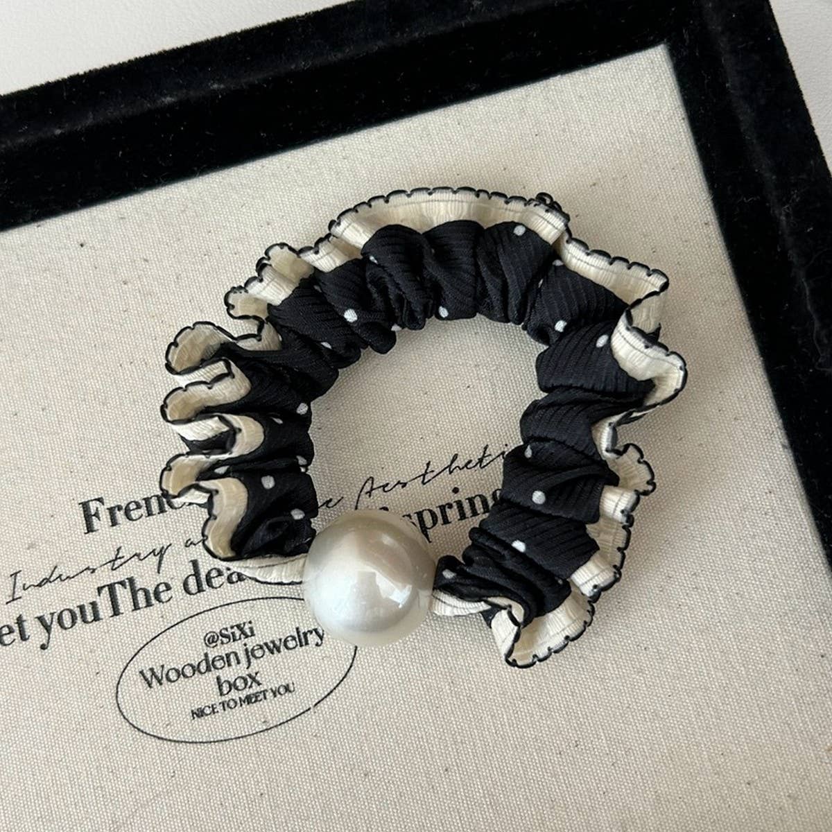 CURLY SMALL POLKA DOT HAIR SCRUNCHIES_CWAHA2820