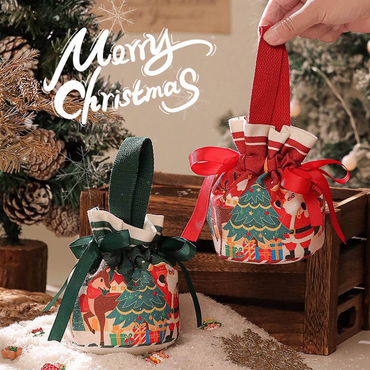 Canvas Apple Bag Xmas Gift Tote Eve Packaging_Cuab00757