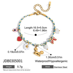 Vacation Style Pink Resin Evil Eye Bracelet