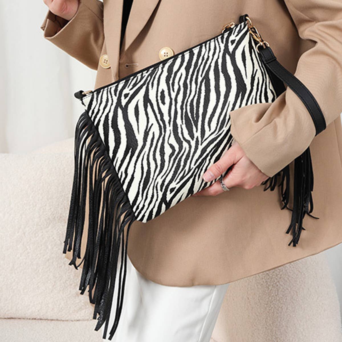 Women Casual Leopard Tassel Shoulder Bag_Cwab0803
