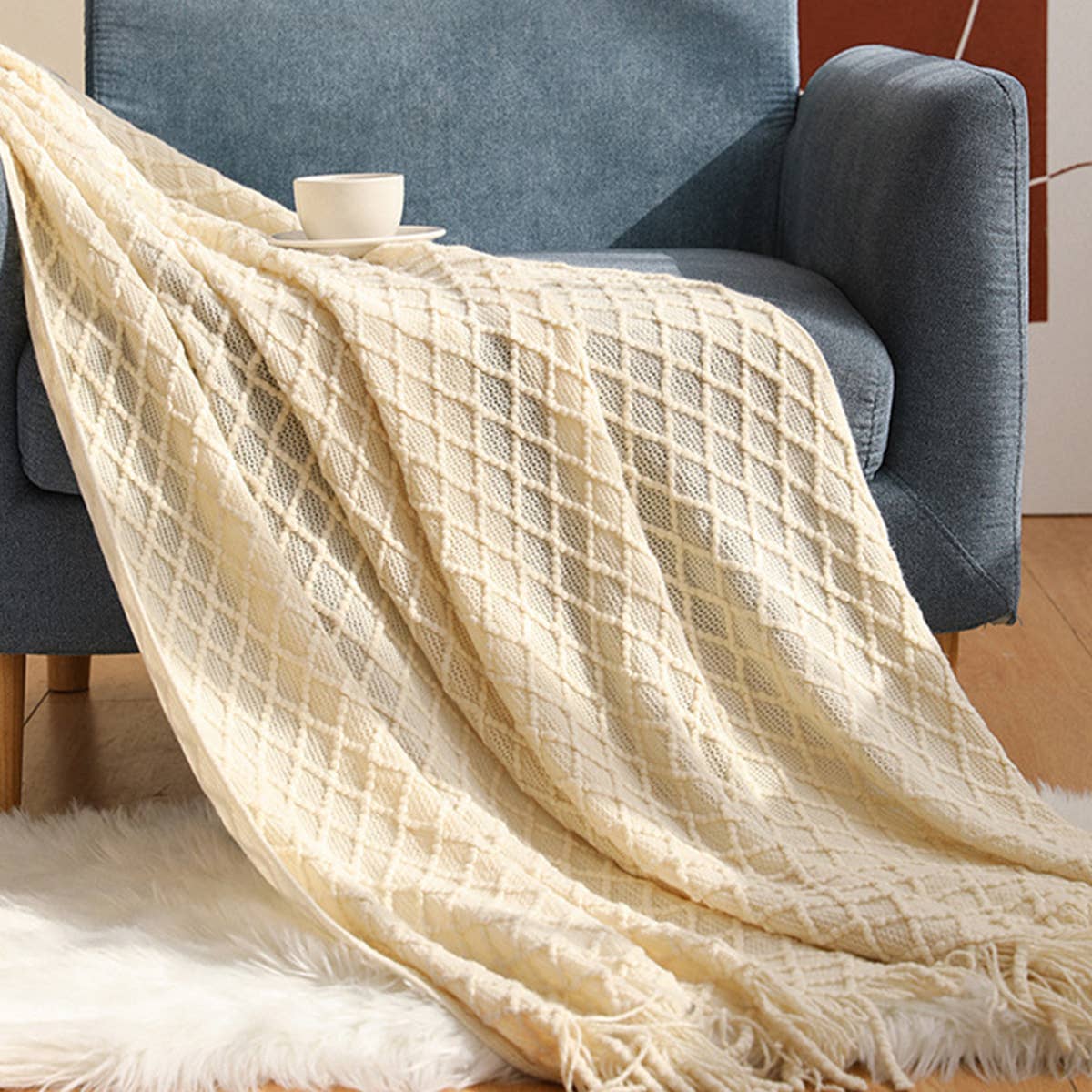KNITTED SOLID COLOR SOFA BLANKET SHAWL BLANKET_CWMM0188