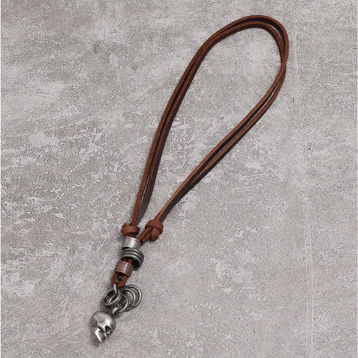 CREATIVE DESIGN VINTAGE SKULL LEATHER NECKLACE_CWMM4590