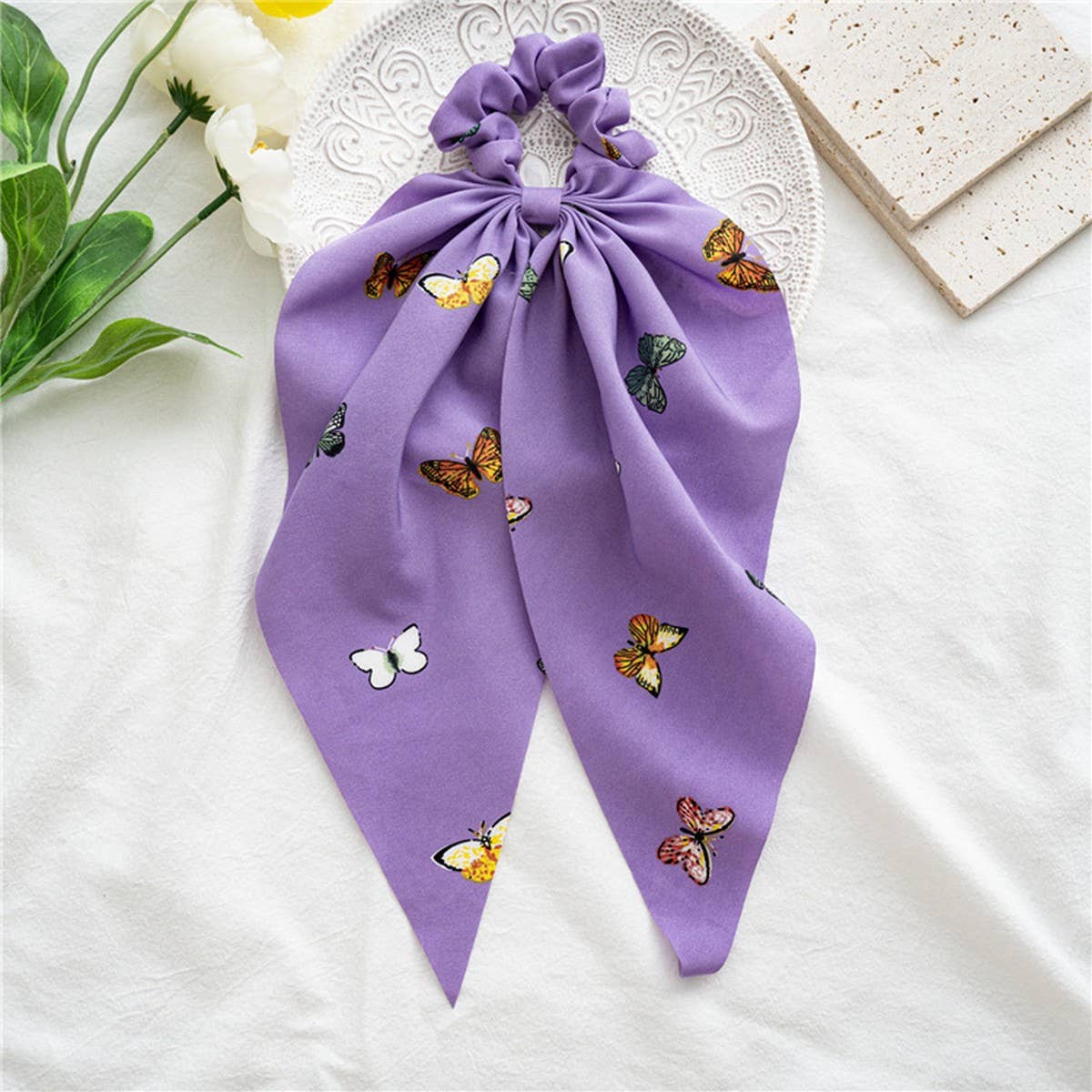 NEW CHIFFON BUTTERFLY PATTERN BOW HAIR TIE_CWAHA1090