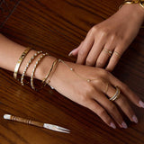 18K GOLD TITANIUM STEEL HEART ZIRCON OPEN BANGLE_CWAJE4680