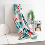 LEAF PRINT TASSEL SCARF SOFT FAUX CASHMERE WRAP_CWASC0915