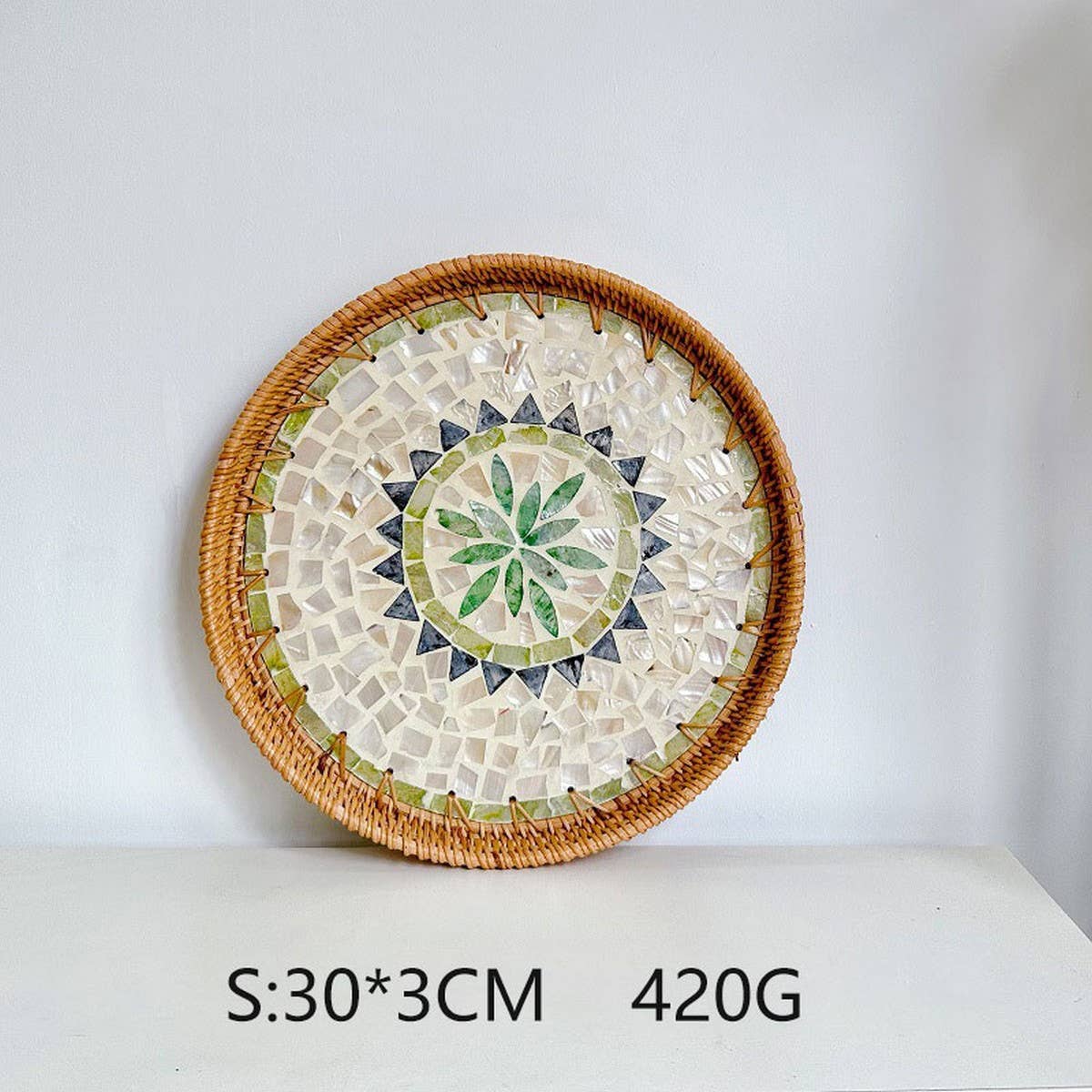 RATTAN SHELL BASKET STORAGE BASKET TRAY_CWMM4541