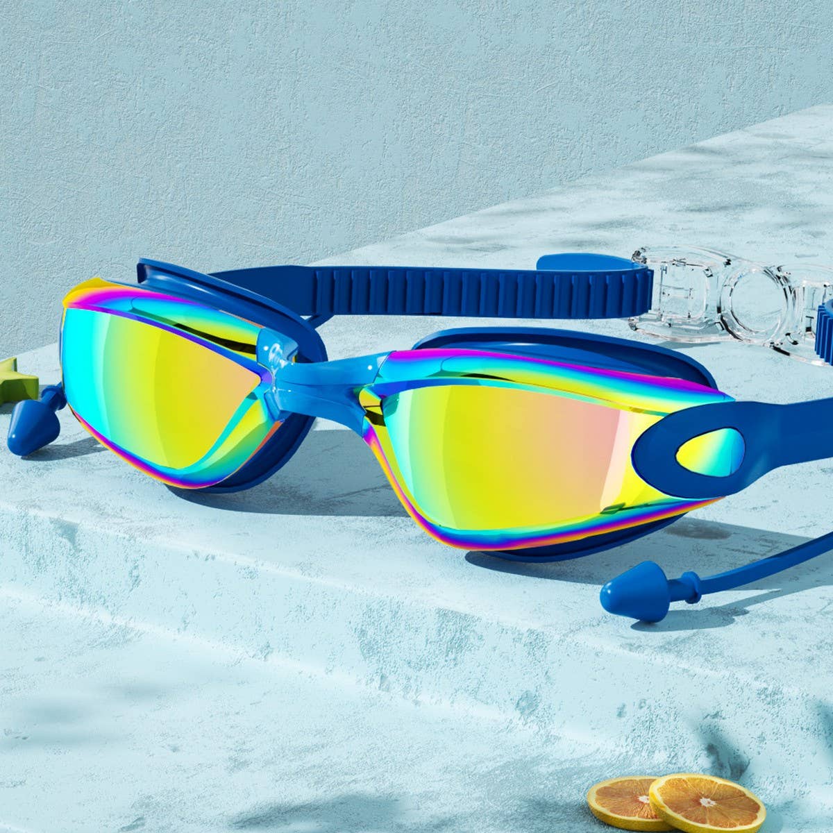 HD ANTI FOG SILICONE SWIM GOGGLES MIRRORED LENS_CWMM6634