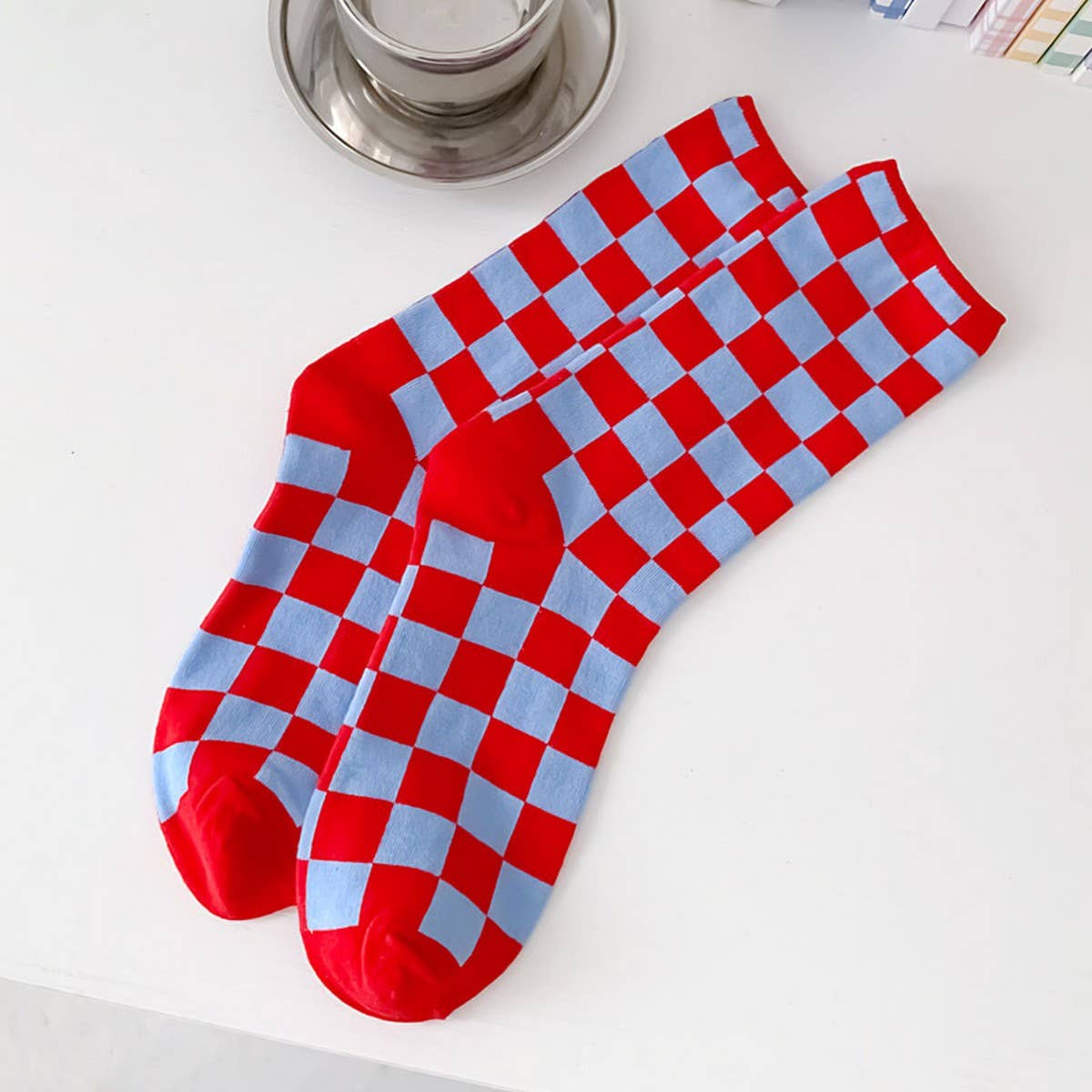 NEW ALL PLAID MID TUBE SOCKS FOR MEN AND WOMEN_CWMS0405