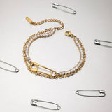 18K GOLD TITANIUM DOUBLE LAYER PAPERCLIP BRACELET_CWAJE4685