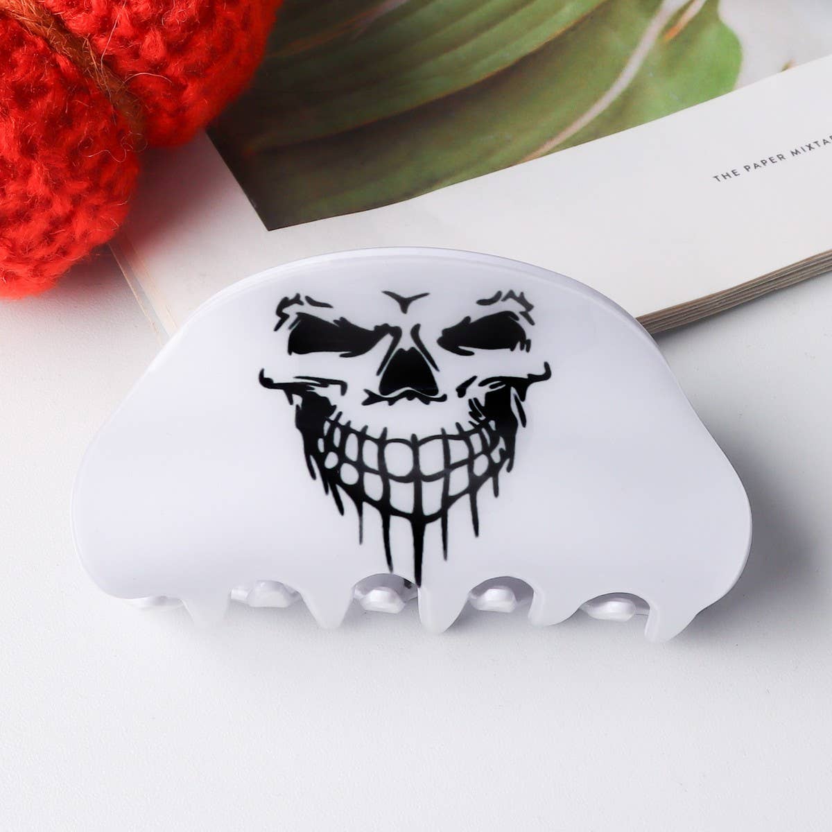 Cwaha1617_Halloween Pumpkin Skull Hair Claw
