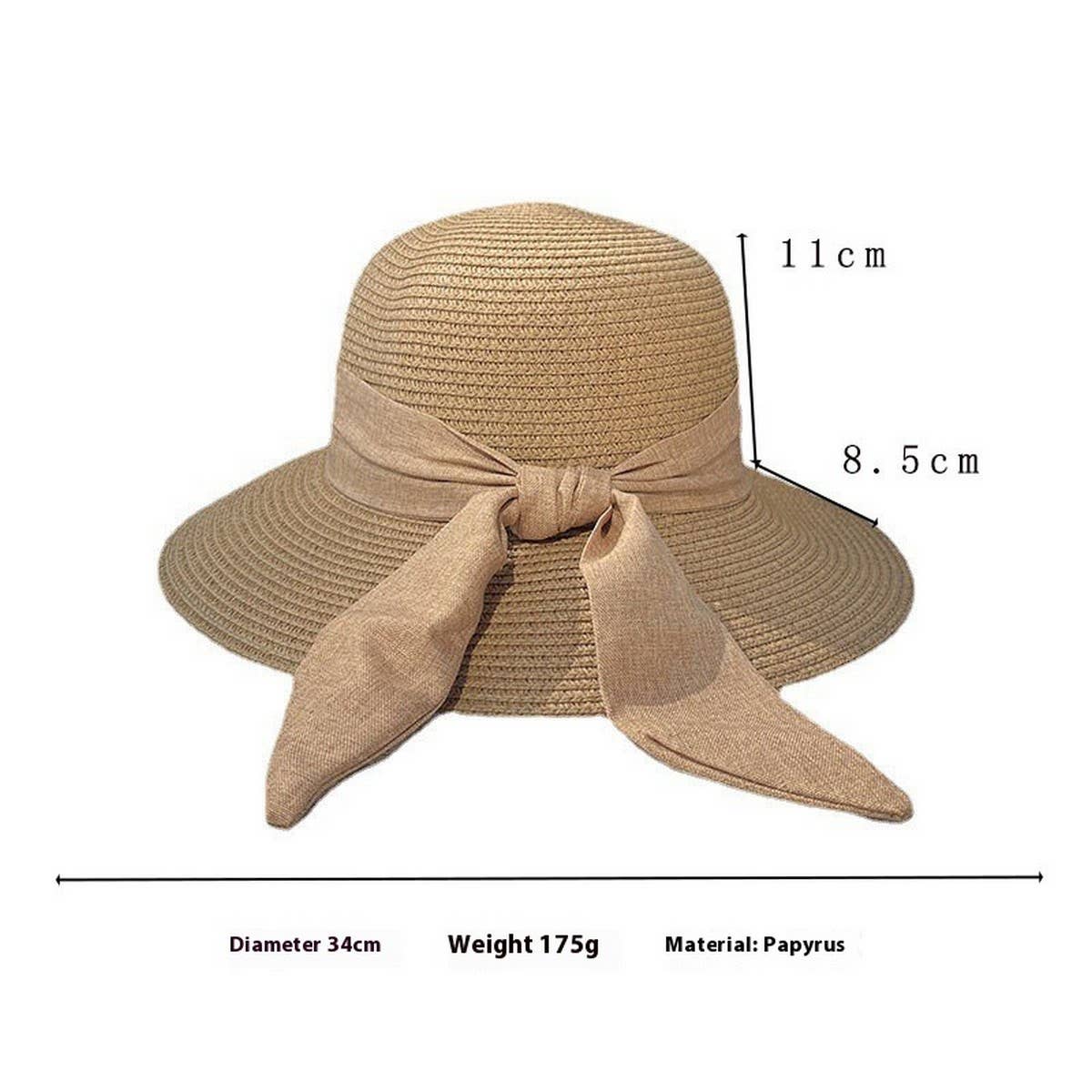 SUMMER ELEGANT BEACH BOW STRAW HAT_CWAH3407