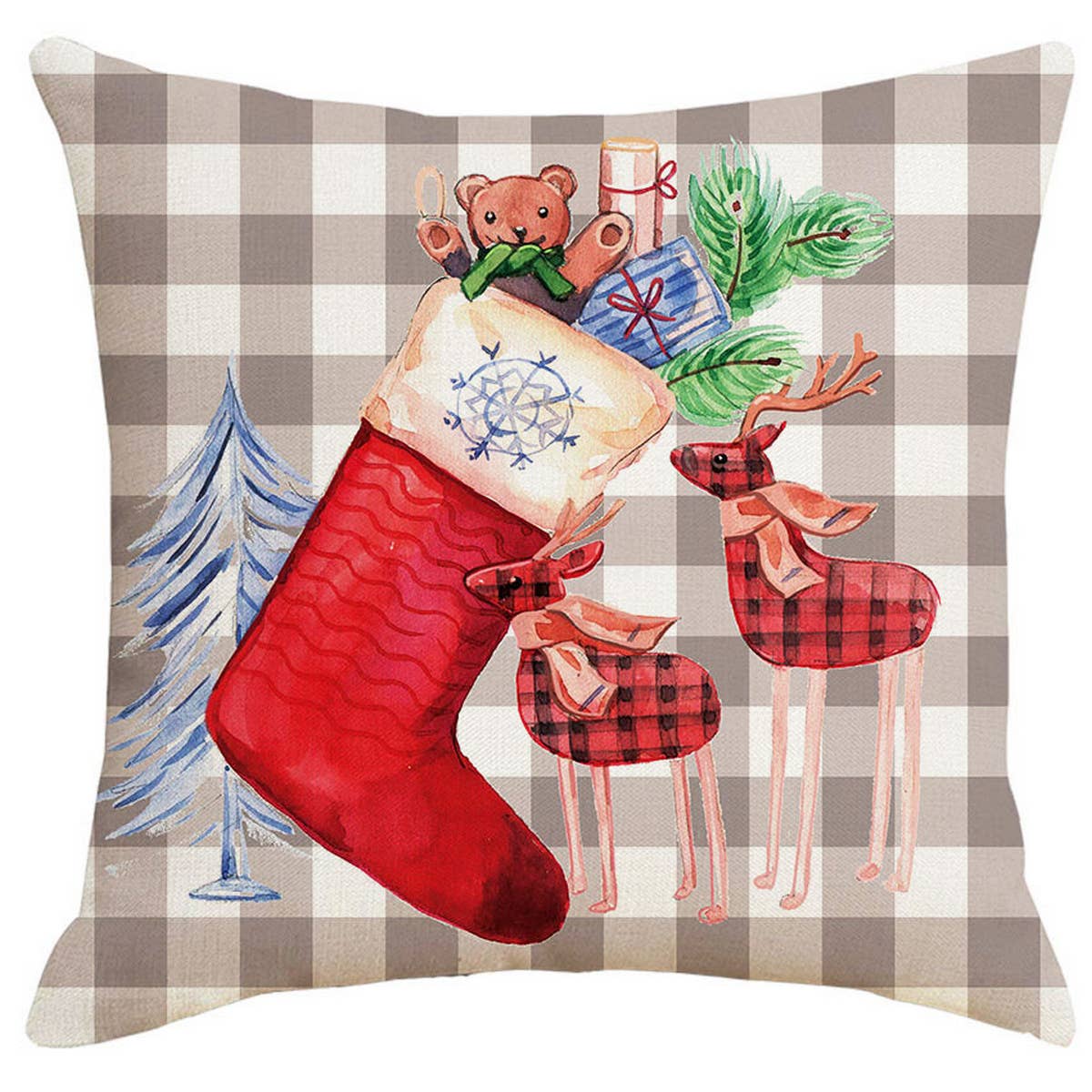 PLAID SNOWMAN CHRISTMAS PILLOWCASE_CWMM1380