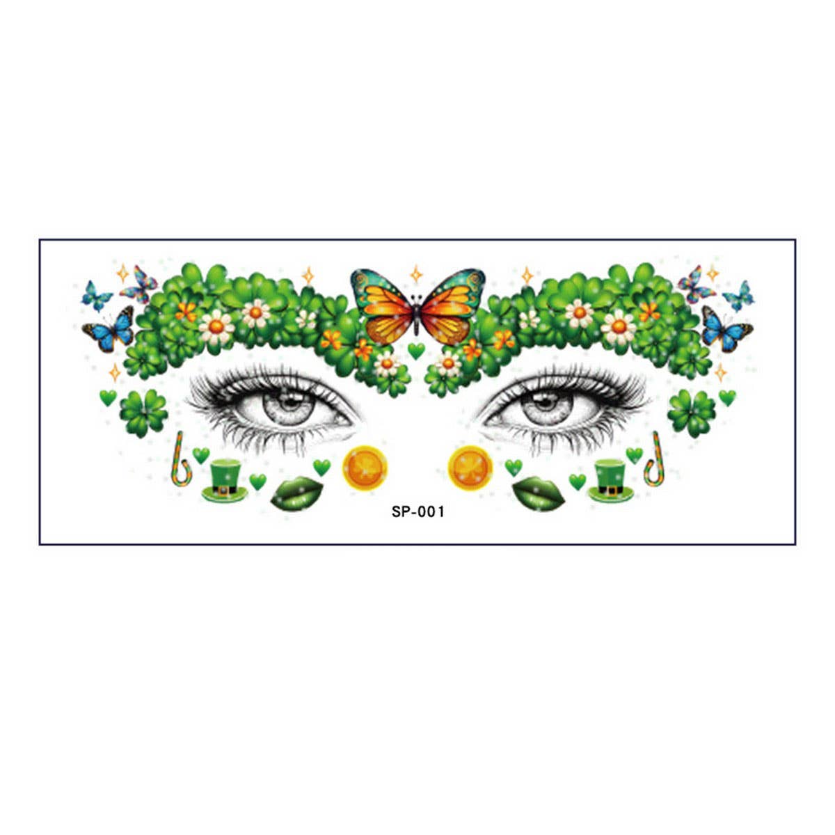 LUCKY CLOVER FACE STICKERS WATERPROOF TATTOOS_CWMM8373