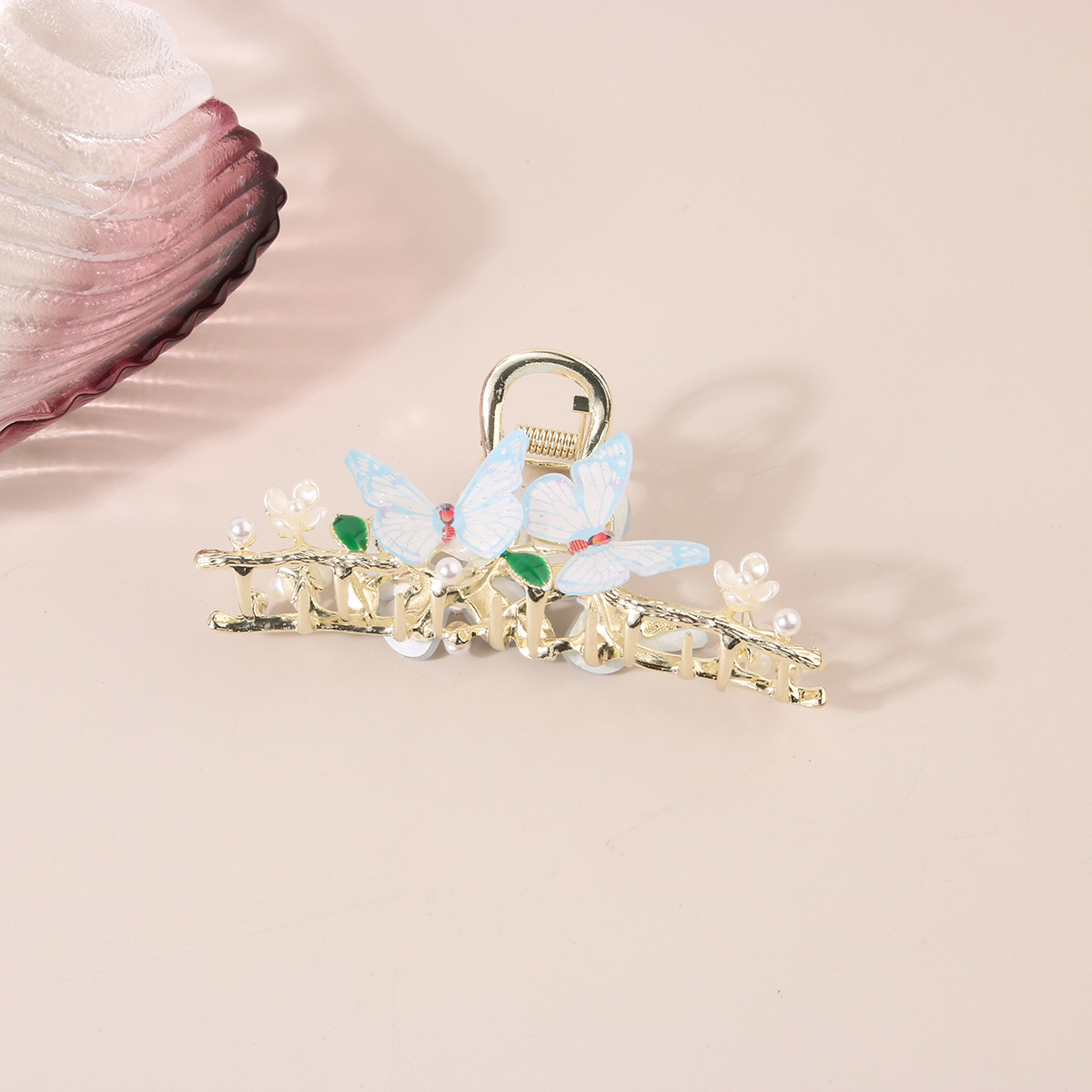 METAL BAMBOO BUTTERFLY HAIR CLAW CHIC BUN CLIP_CWAHA0500