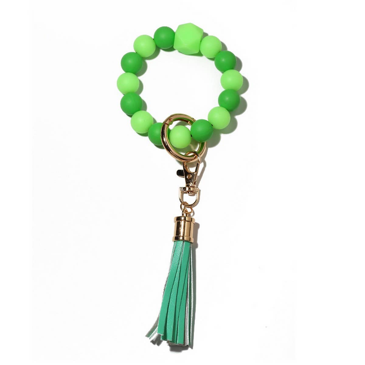 GLOW BEAD BRACELET KEYCHAIN NEON SILICONE WRISTBAND_CWAB5097